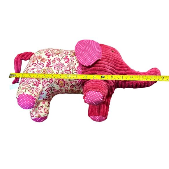 Pier 1 Imports Elephant Pillow Pink Floral Patchwork Corded Plush Bohemian India - Picture 7 of 7